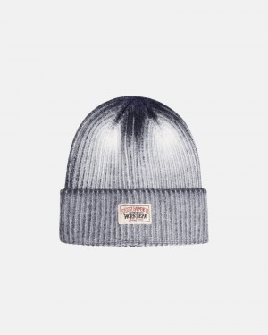 Navy Stüssy Cuff Beanie Workgear Spray | KGHJ8-3156