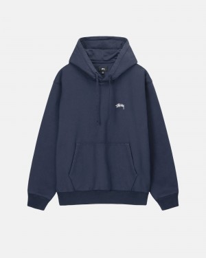 Navy Stüssy Overdyed Stock Logo Hoodie | WNMJ-73984