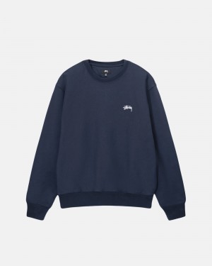 Navy Stüssy Stock Logo Crew | WGDL7-0946