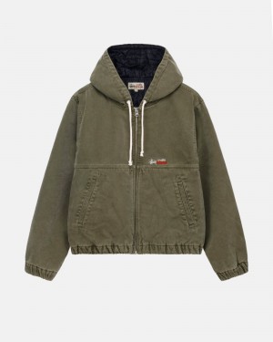 Olive Drab Stüssy Work Jacket Insulated Canvas | YTSC-43205