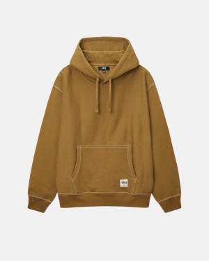 Olive Stüssy Contrast Stitch Label Hoodie | HEBG6-0853