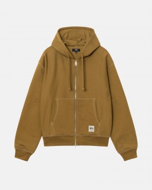 Olive Stüssy Double Face Label Zip Hoodie | GMHB1-9462