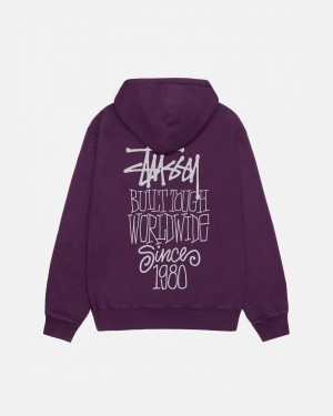 Purple Stüssy Built Tough Hoodie Pigment Dyed | HVTW-61302