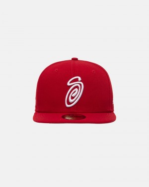 Red Stüssy New Era 59Fifty Curly S | HELV7-8341