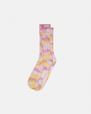 Turmeric Pink Stüssy Multi Dyed Ribbed Socks | KPUC-08237