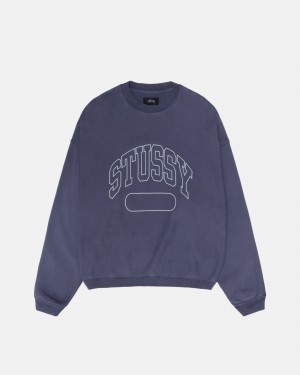 Washed Blue Stüssy Varsity Oversized Crew | DXLP9-4120