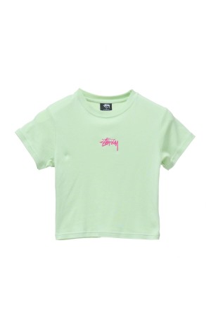 Washed Green Stüssy Graffiti Rib Tee | AUXFGC-851