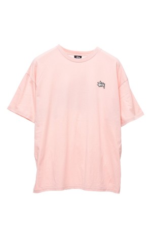 Washed Pink Stüssy Offset Graffiti Relaxed Tee | MNHXVD-015