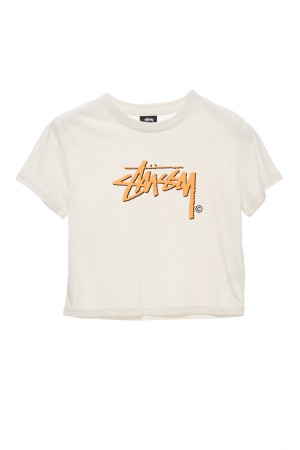 Washed White Stüssy Shadow Stock Slim Tee | YJZQVK-609