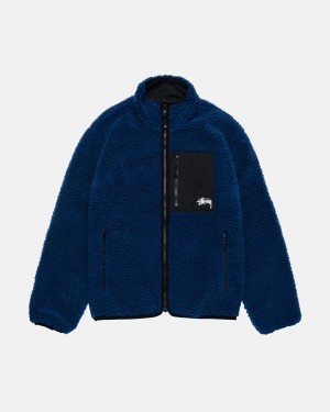 Weathered Blue Stüssy Sherpa Reversible Jacket | FVXM0-1682