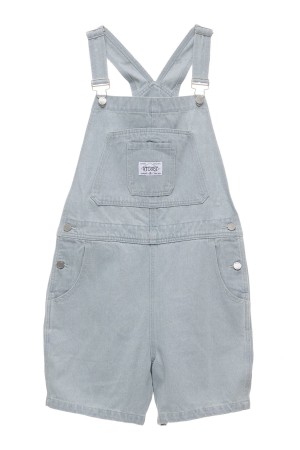 White Wash Denim Stüssy Nevada Denim Short Overall | NYRGCF-590