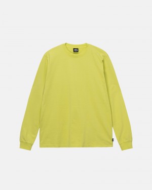 Yellow Stüssy Heavyweight Pigment Dyed Ls Crew | NOAJ-96320