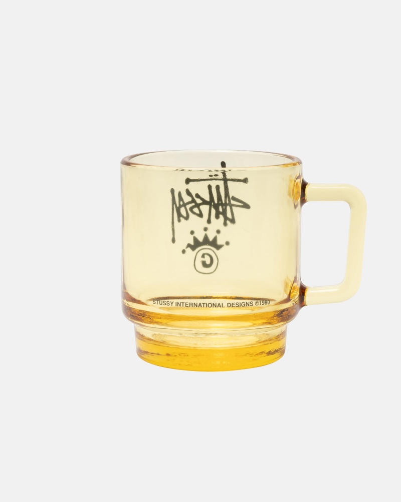 Amber Stüssy Stock Crown Logo Glass Mug | NCOM9-2407