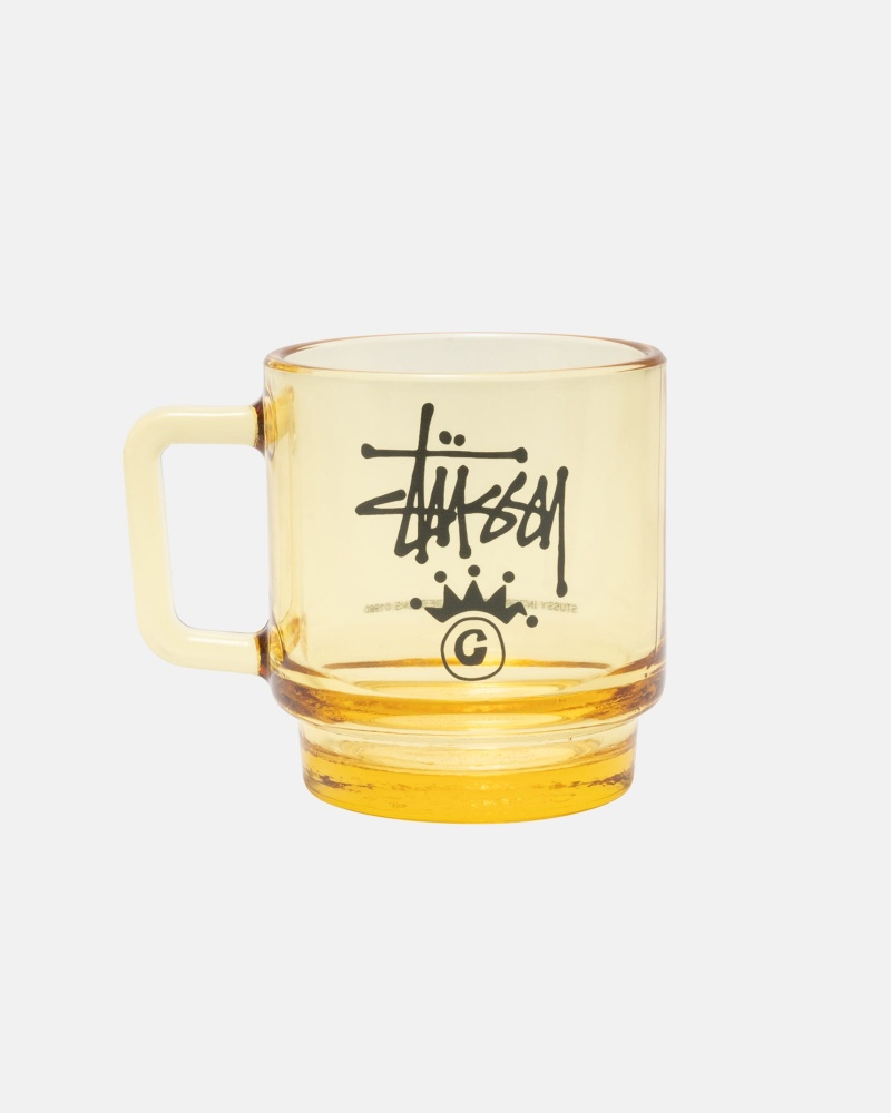 Amber Stüssy Stock Crown Logo Glass Mug | NCOM9-2407