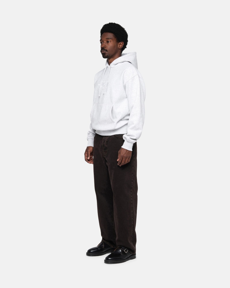 Ash Heather/White Stüssy Stock Logo Applique Hoodie | KRTG1-4692