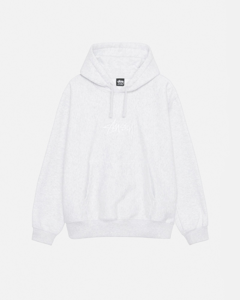 Ash Heather/White Stüssy Stock Logo Applique Hoodie | KRTG1-4692