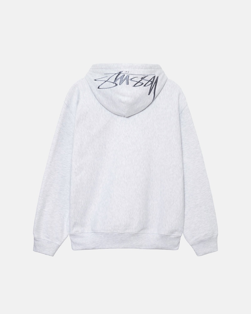 Ash Heather Stüssy Back Hood Applique Hoodie | WCQI5-6830