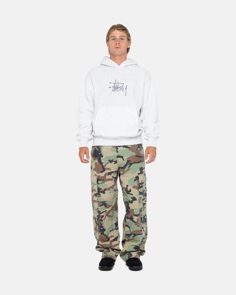 Ash Heather Stüssy Basic Applique Hoodie | NKMC-24139