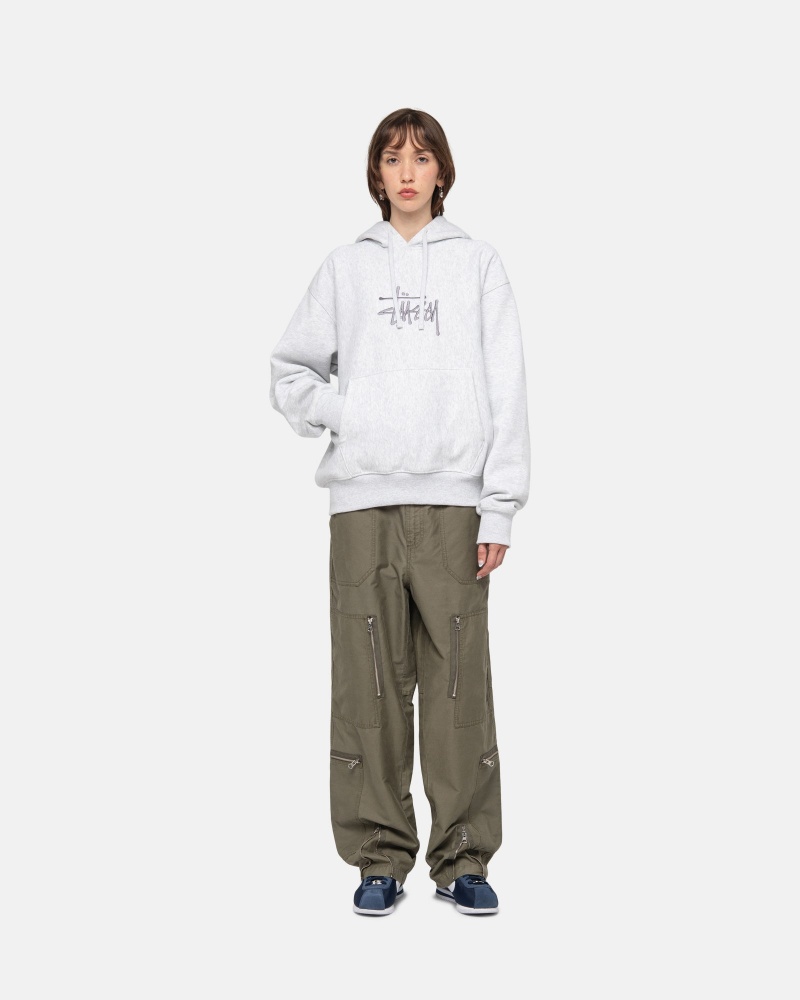 Ash Heather Stüssy Basic Applique Hoodie | NKMC-24139