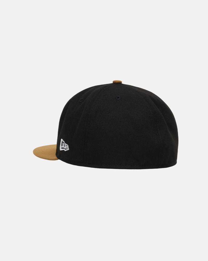 Black/Gold Stüssy New Era 59Fifty Curly S | NXRU1-6524