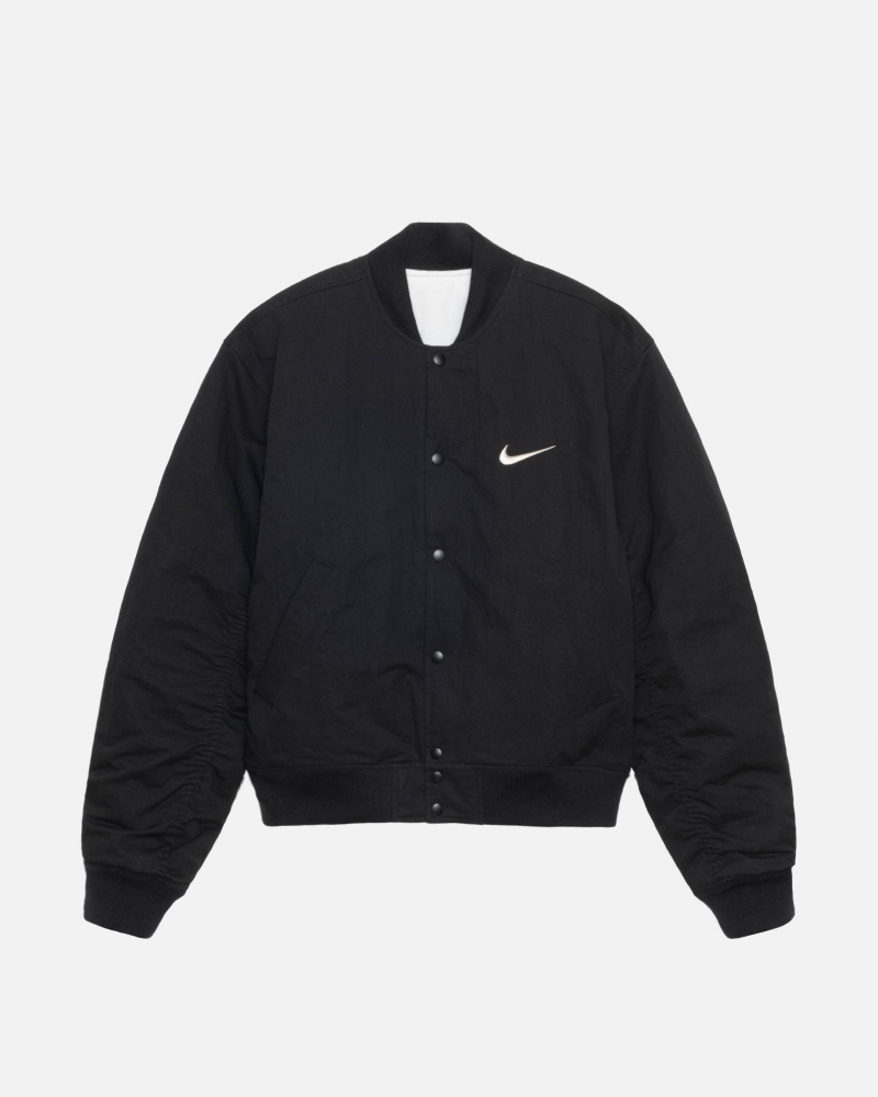 Black/Sail Stüssy & Nike Reversible Varsity Jacket | VHLB3-6870