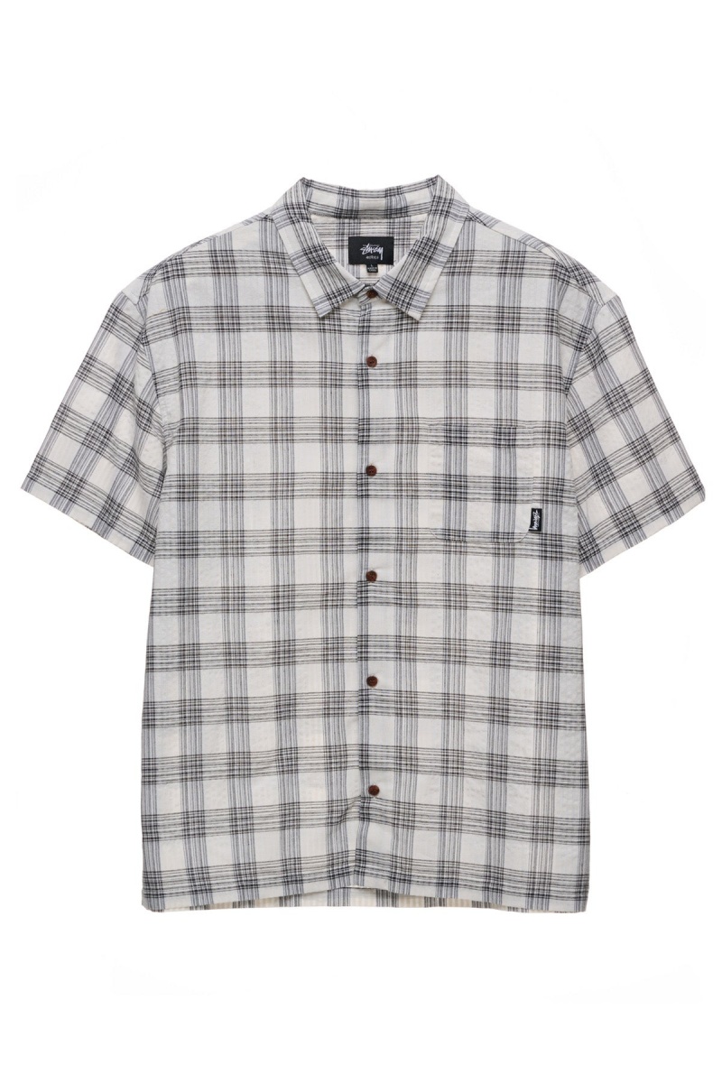 Black/White Stüssy Coop Check Ss Shirt | HURIAZ-650