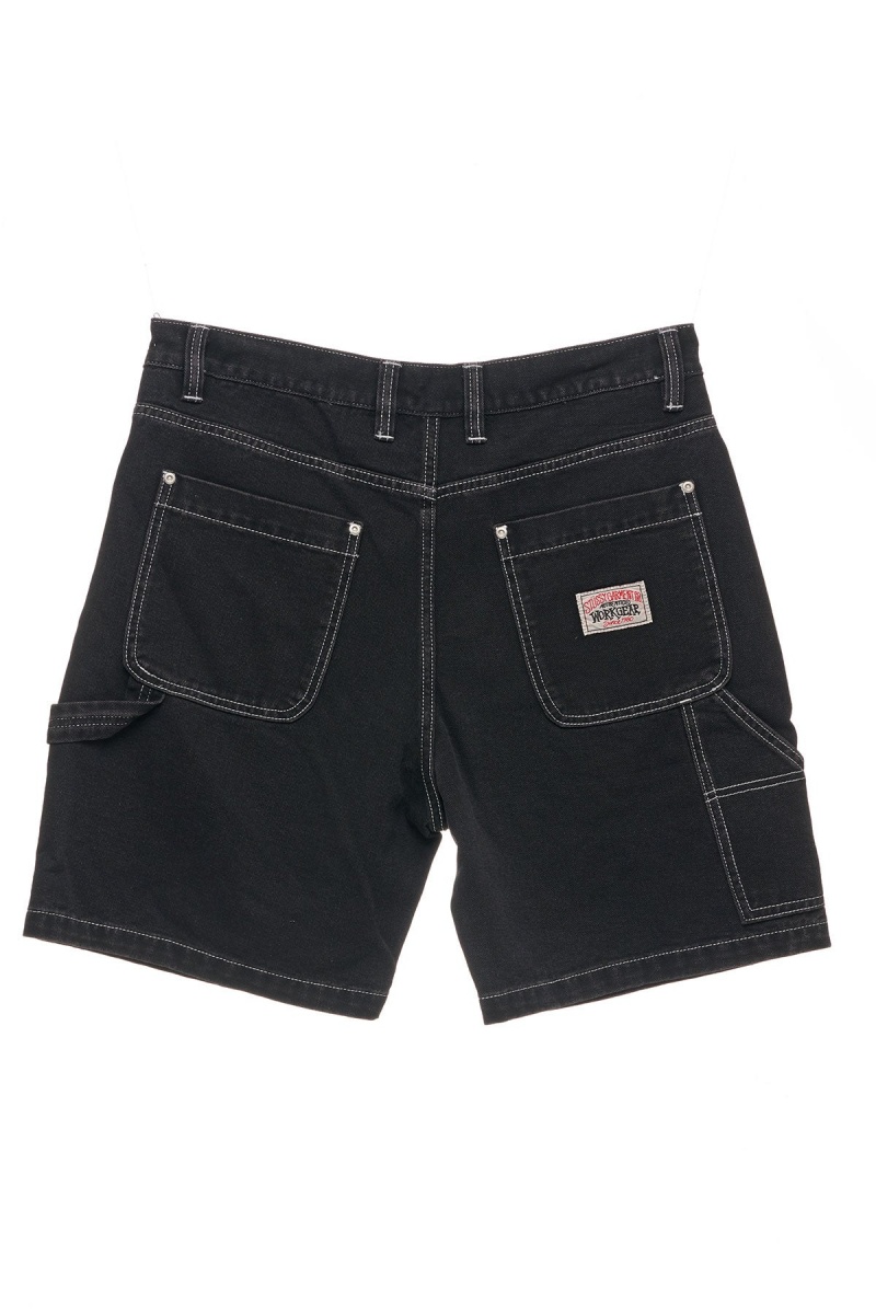 Black Denim Stüssy Carpenter Short | KBAMNU-412