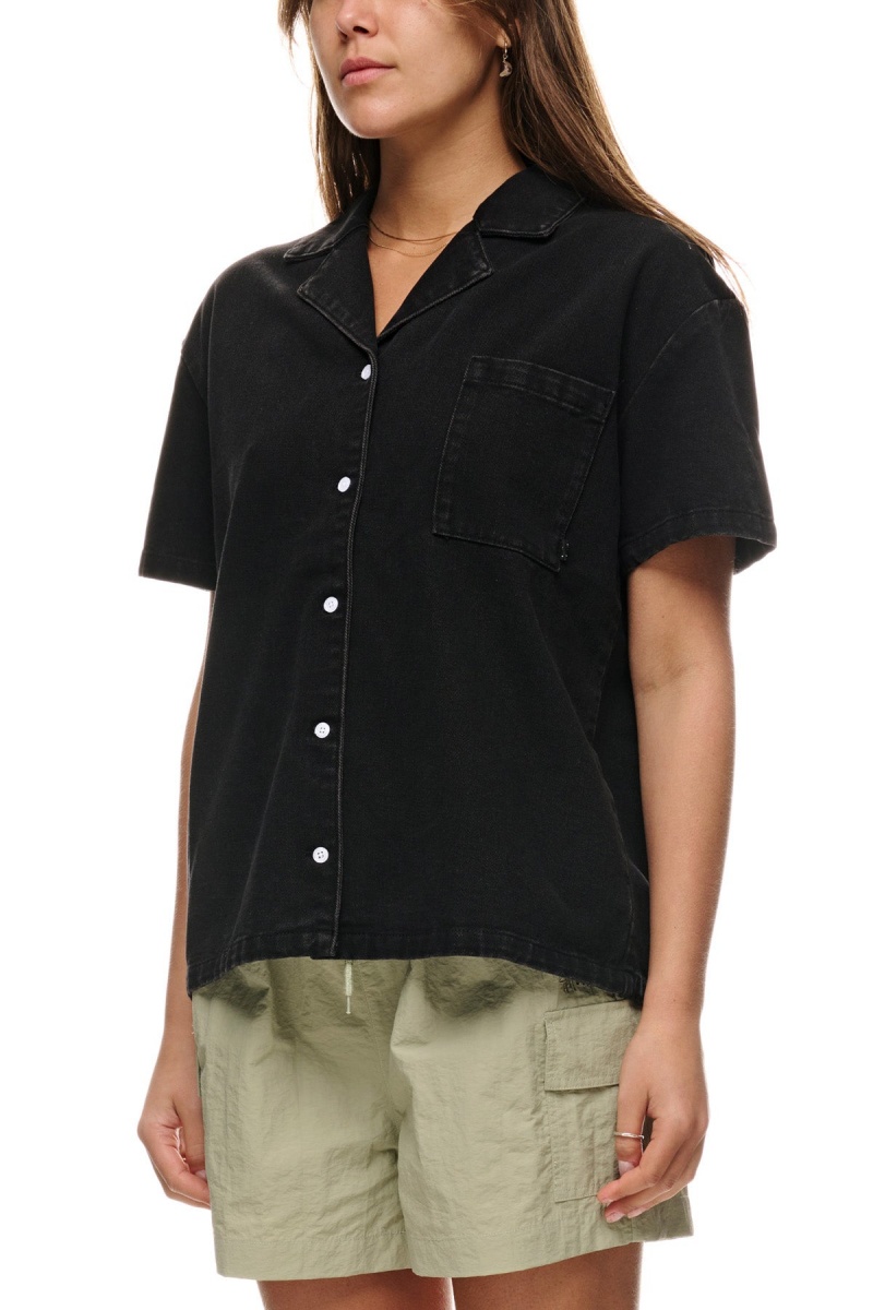 Black Denim Stüssy Denim Os Shirt | ZGCIYK-219