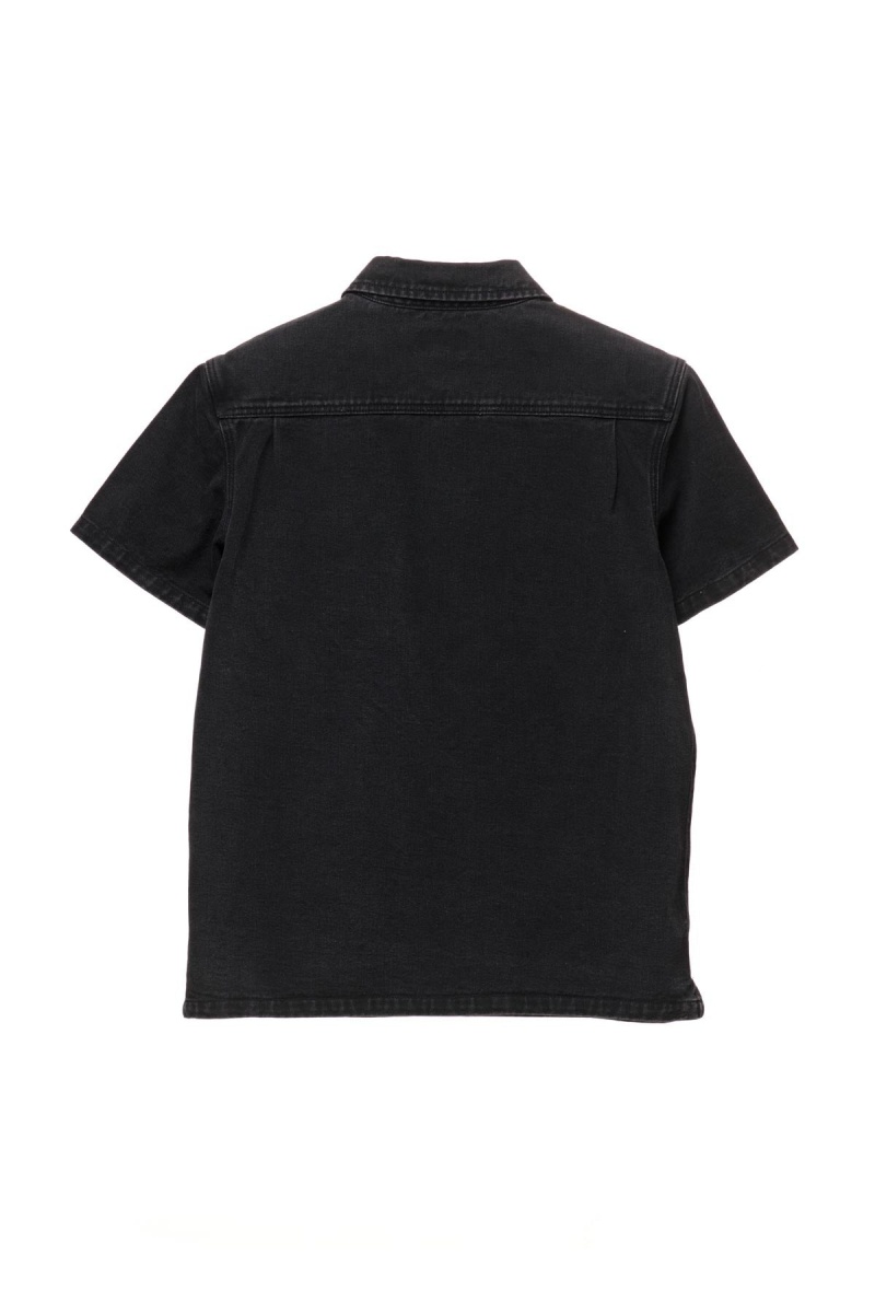 Black Denim Stüssy Workgear Denim Shirt | FIATYQ-501