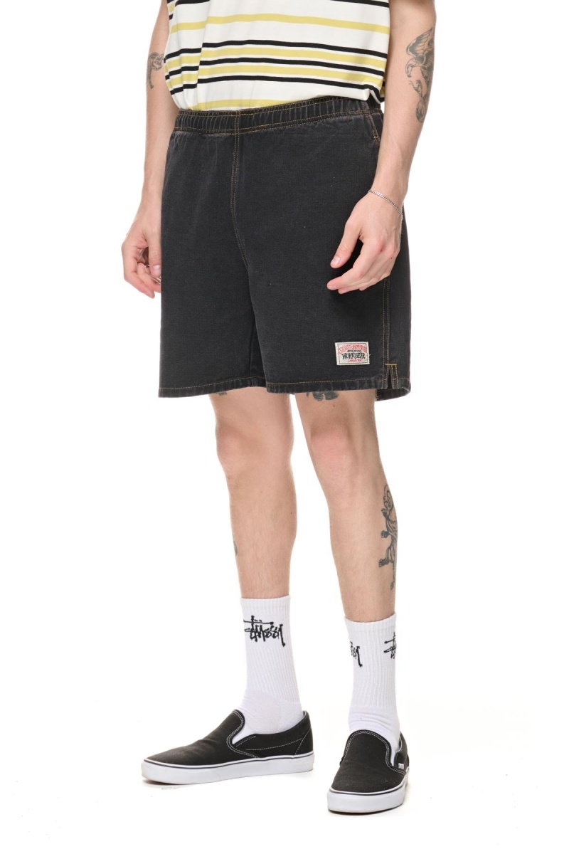 Black Denim Stüssy Workgear Denim Short | CXDFBA-790