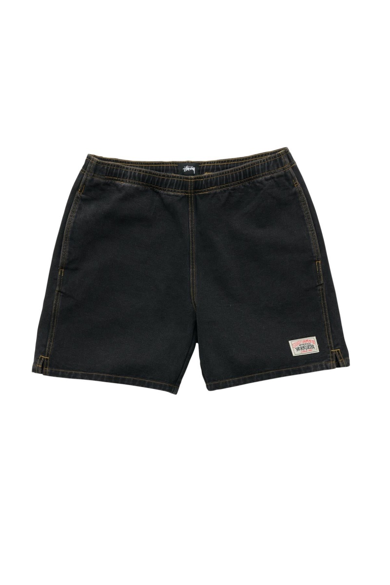 Black Denim Stüssy Workgear Denim Short | CXDFBA-790