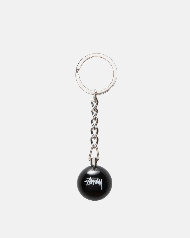 Black Stüssy 8 Ball Keychain | KBNE4-7852