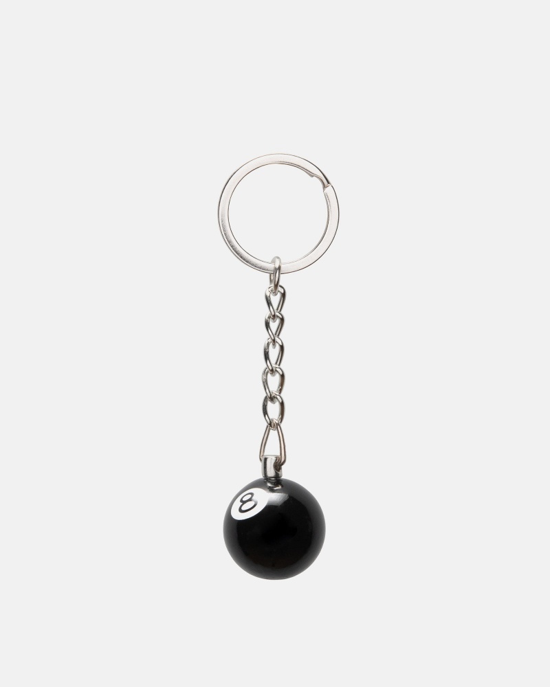 Black Stüssy 8 Ball Keychain | KBNE4-7852