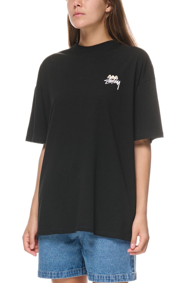 Black Stüssy Angel Relaxed Tee | NSVCRI-315