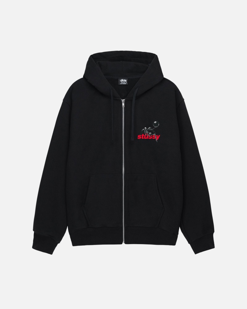 Black Stüssy Apocalypse Zip Hoodie | IFRN-09857