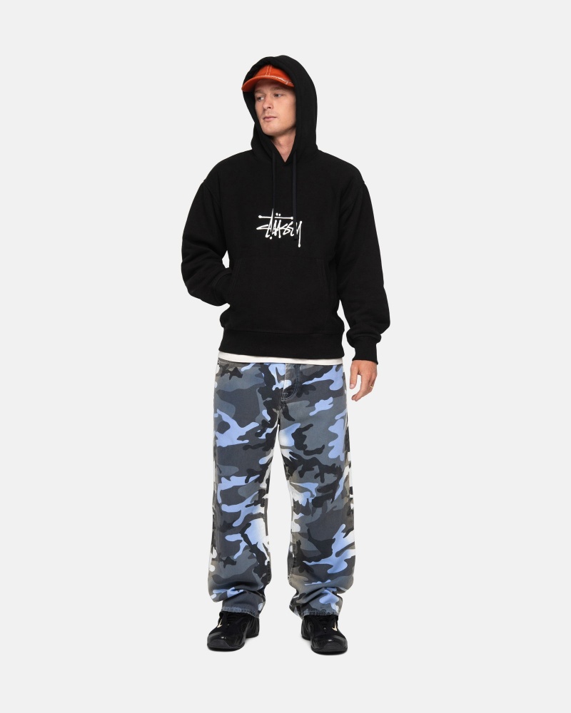 Black Stüssy Basic Applique Hoodie | IWYU8-6245