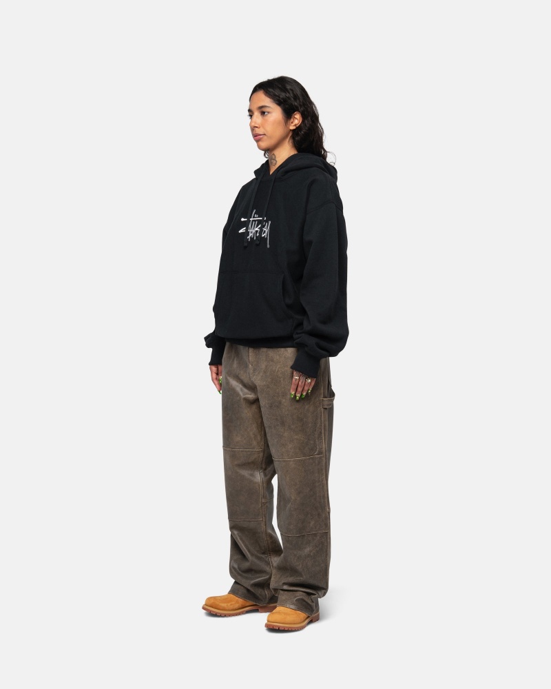 Black Stüssy Basic Applique Hoodie | IWYU8-6245