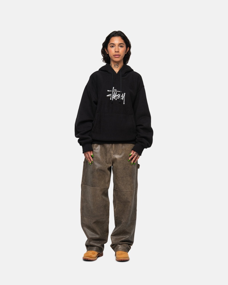 Black Stüssy Basic Applique Hoodie | IWYU8-6245