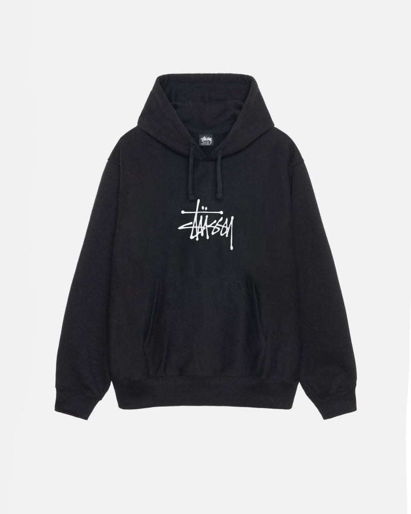 Black Stüssy Basic Applique Hoodie | IWYU8-6245