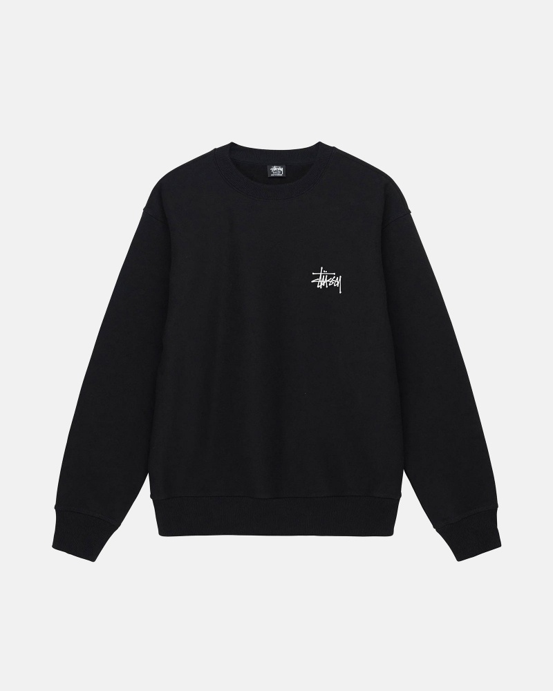 Black Stüssy Basic Stüssy Crew | ALKJ-10325