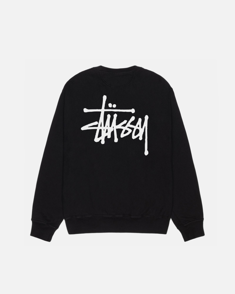 Black Stüssy Basic Stussy Crew Pigment Dyed | WKFM8-5749