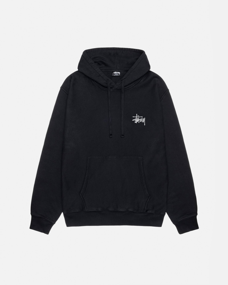 Black Stüssy Basic Stussy Hoodie Pigment Dyed | TEZV6-8305