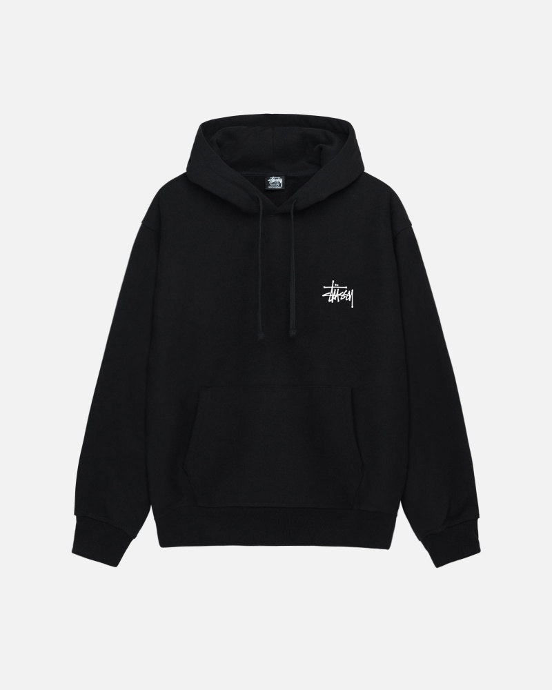 Black Stüssy Basic Stussy Hoodie | TACD5-0792