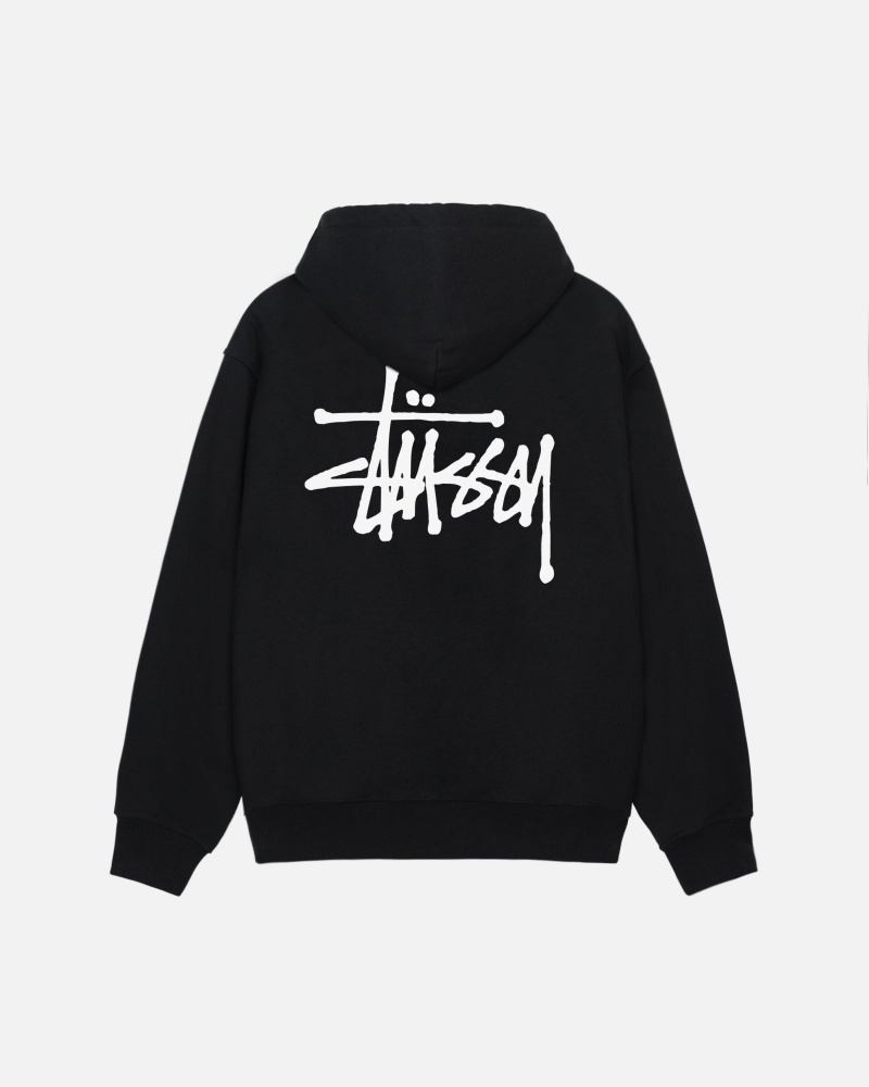 Black Stüssy Basic Stussy Hoodie | TACD5-0792