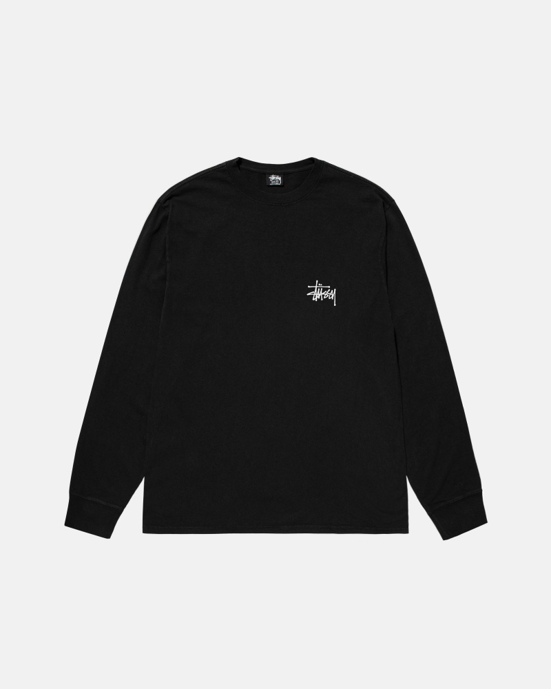 Black Stüssy Basic Stussy LS Tee Pigment Dyed | DJNQ6-7521