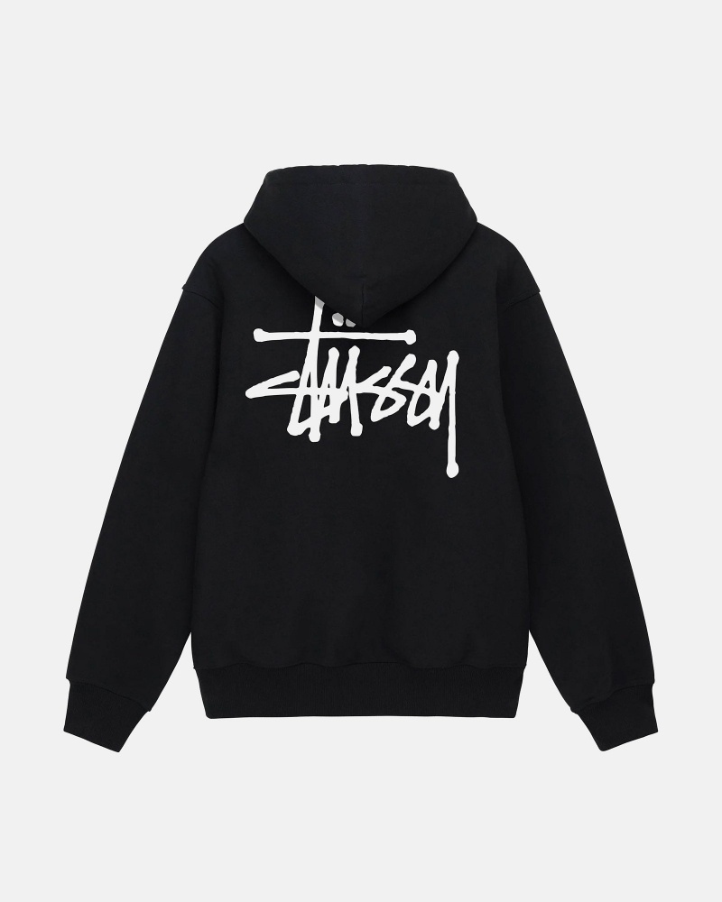 Black Stüssy Basic Stussy Zip Hood | HTUD-85627