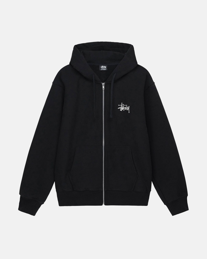 Black Stüssy Basic Stussy Zip Hood | HTUD-85627