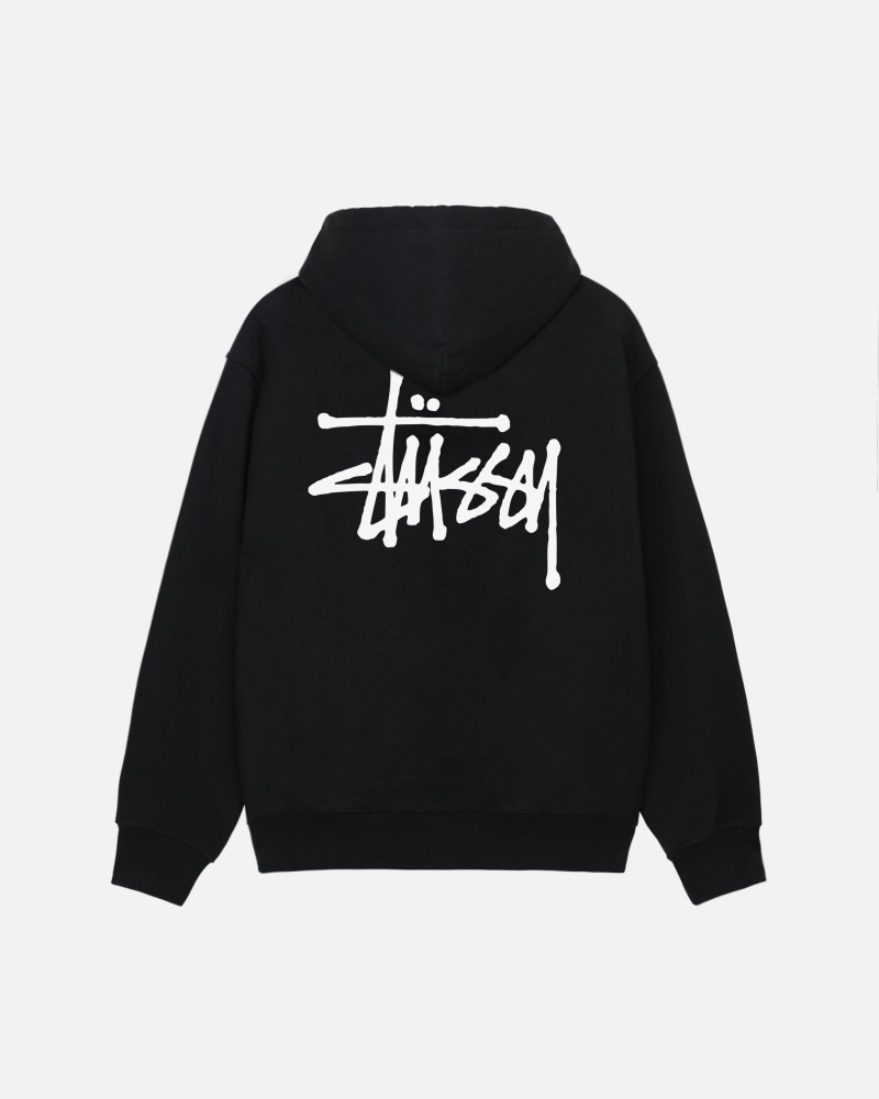 Black Stüssy Basic Stussy Zip Hoodie | UDWN3-7852