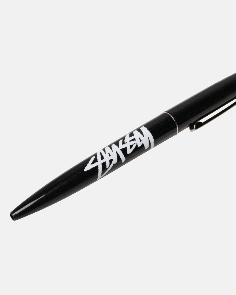 Black Stüssy Bic Clip Pen | EFMB3-0289