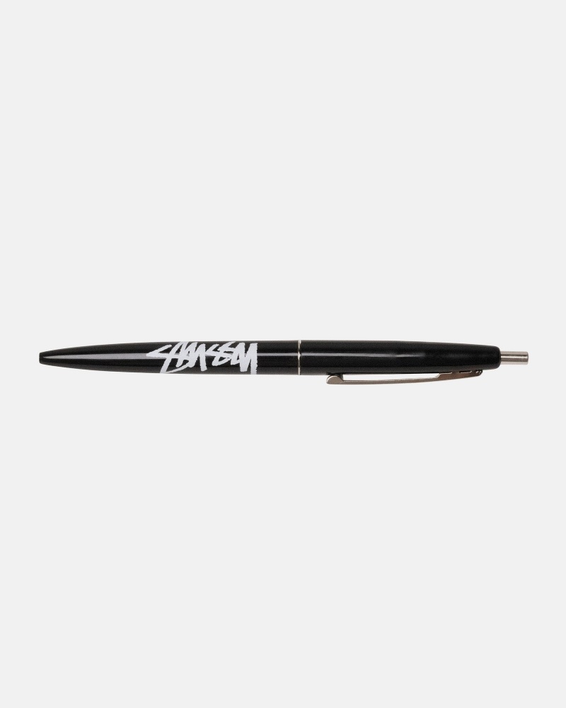 Black Stüssy Bic Clip Pen | EFMB3-0289